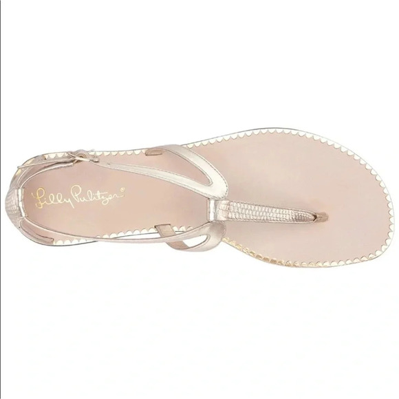 Lilly Pulitzer Heather T-Strap thong Sandal in Gold Metallic - Picture 2 of 8